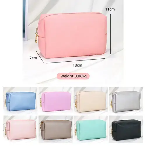 Wholesale Saffiano PU Leather Cosmetic Bag | Sleek Makeup Organizer with Pastel Colors for Beauty Brands & Retailers